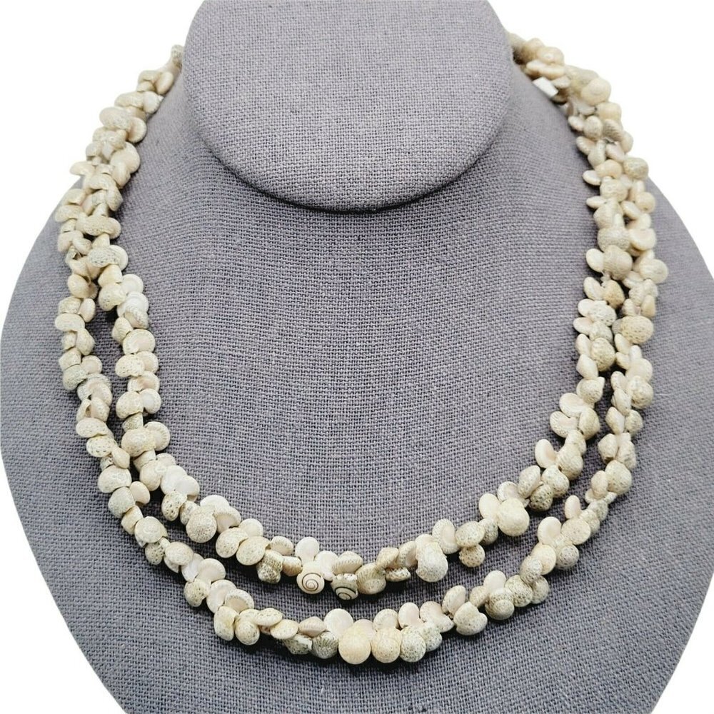Infinity Strand Shell Necklace BOHO Bohemian Tiny Shells 18" Drop No Clasp Beach
